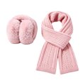 thumbnail image 2 of YUANxueke Kids 2-Piece Windproof Plush Ear Muffs Knitted Scarf Sets Solid Thermal Warm Winter Ski Outwear, 2 of 4