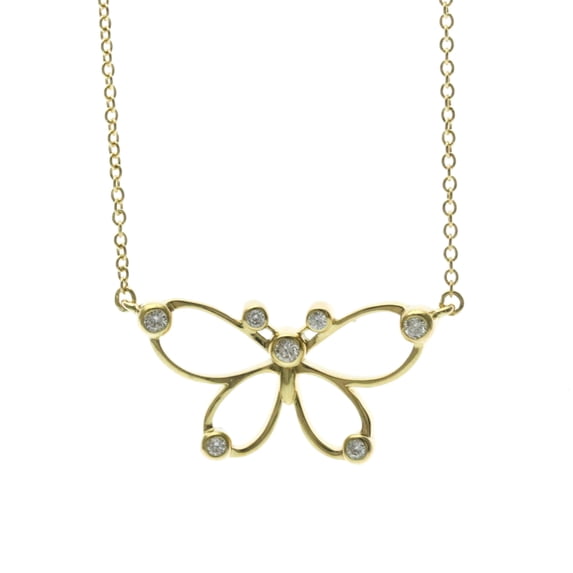 Pre-Owned Tiffany Butterfly Diamond Necklace Yellow Gold (18K) Diamond Women,Men... (Good)