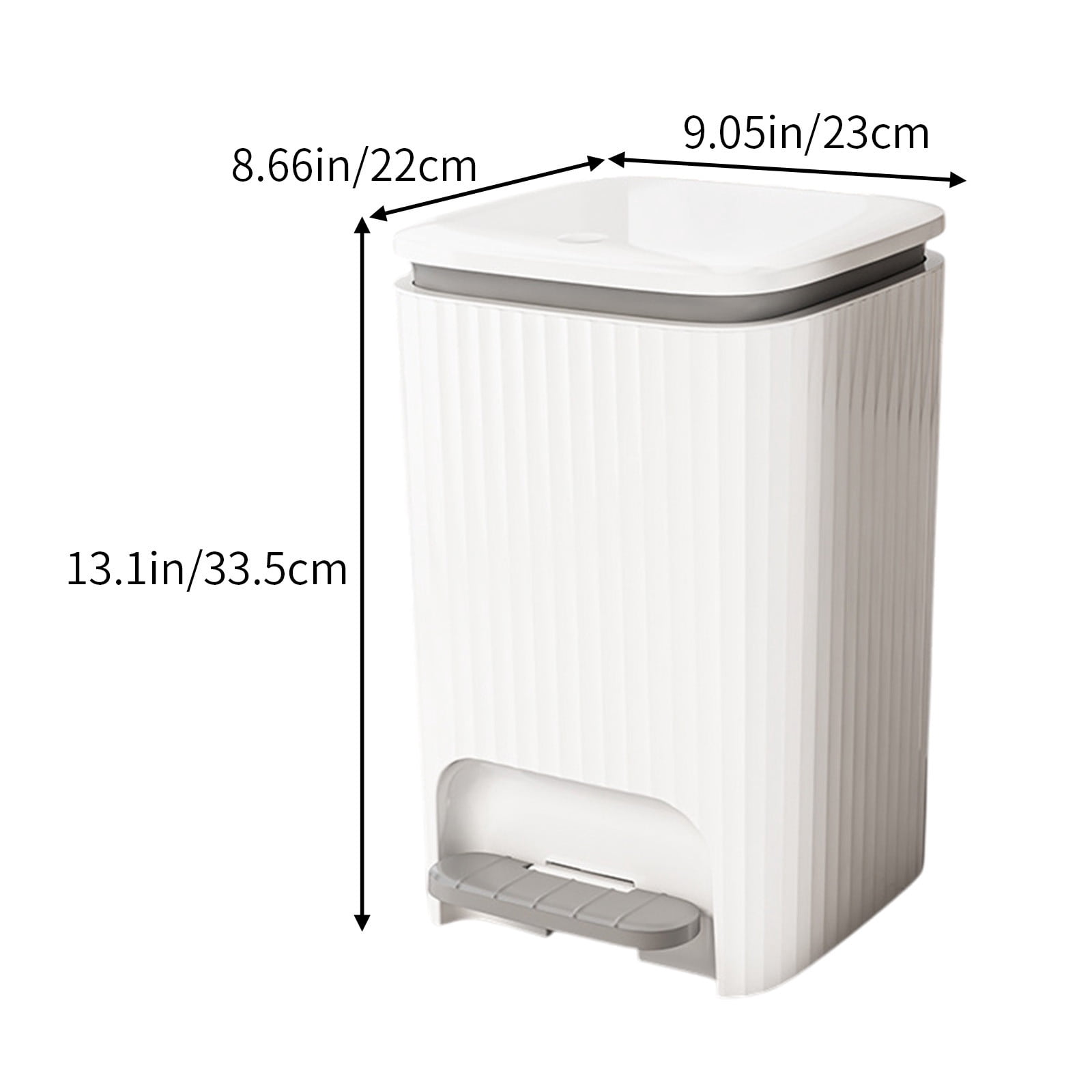 Wastebasket with Foot Pedal and Hand Press Lid, Large Capacity Trash Can with Odor Proof Seal, Modern Kitchen Bathroom Bedroom Garbage Bin with Stainless Steel Pedal Multi Size