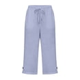 thumbnail image 5 of Lumtrix Cotton Linen Capri Pants For Women Loose Straight Leg Drawstring Elastic Waist Cropped Pant Casual Summer Beach Clothe Light Blue 2XL, 5 of 7