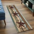 thumbnail image 4 of Teal Brown Farmhouse Runner Rug 2x6 FT,Non Slip Hallway Rugs,Country Texas Star Vintage Washable Soft Floor Carpet Non-Shedding Throw Runner Carpet Long Rug for Entryway Kitchen Bedside Sliding Door, 4 of 8