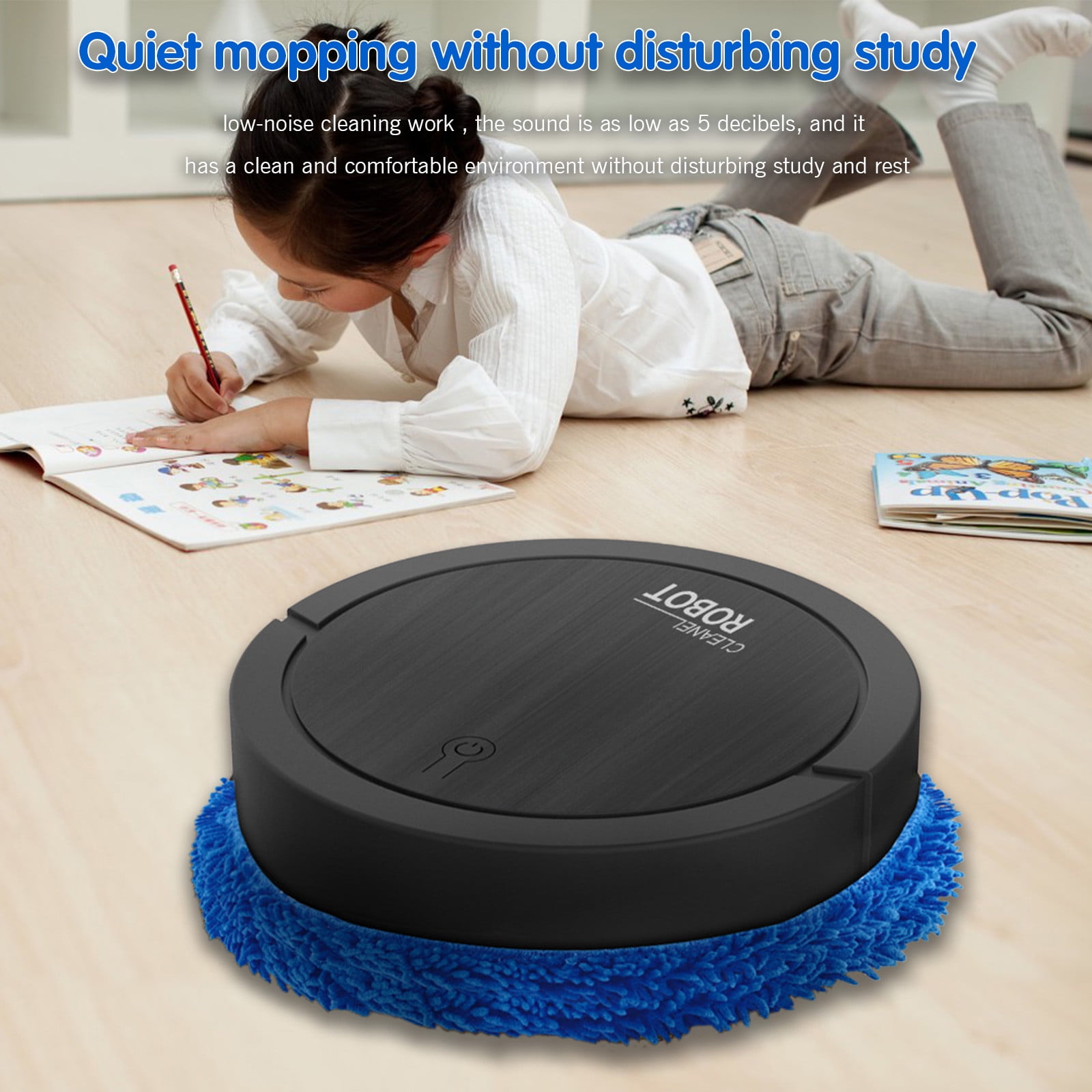 Intelligent Automatic Mopping Robot Wet and Dry Floor Cleaner Silent Mopping Machine for Home with Rotating Brush for Pet Hair and Dust White USB Charging 90-120㎡ Coverage