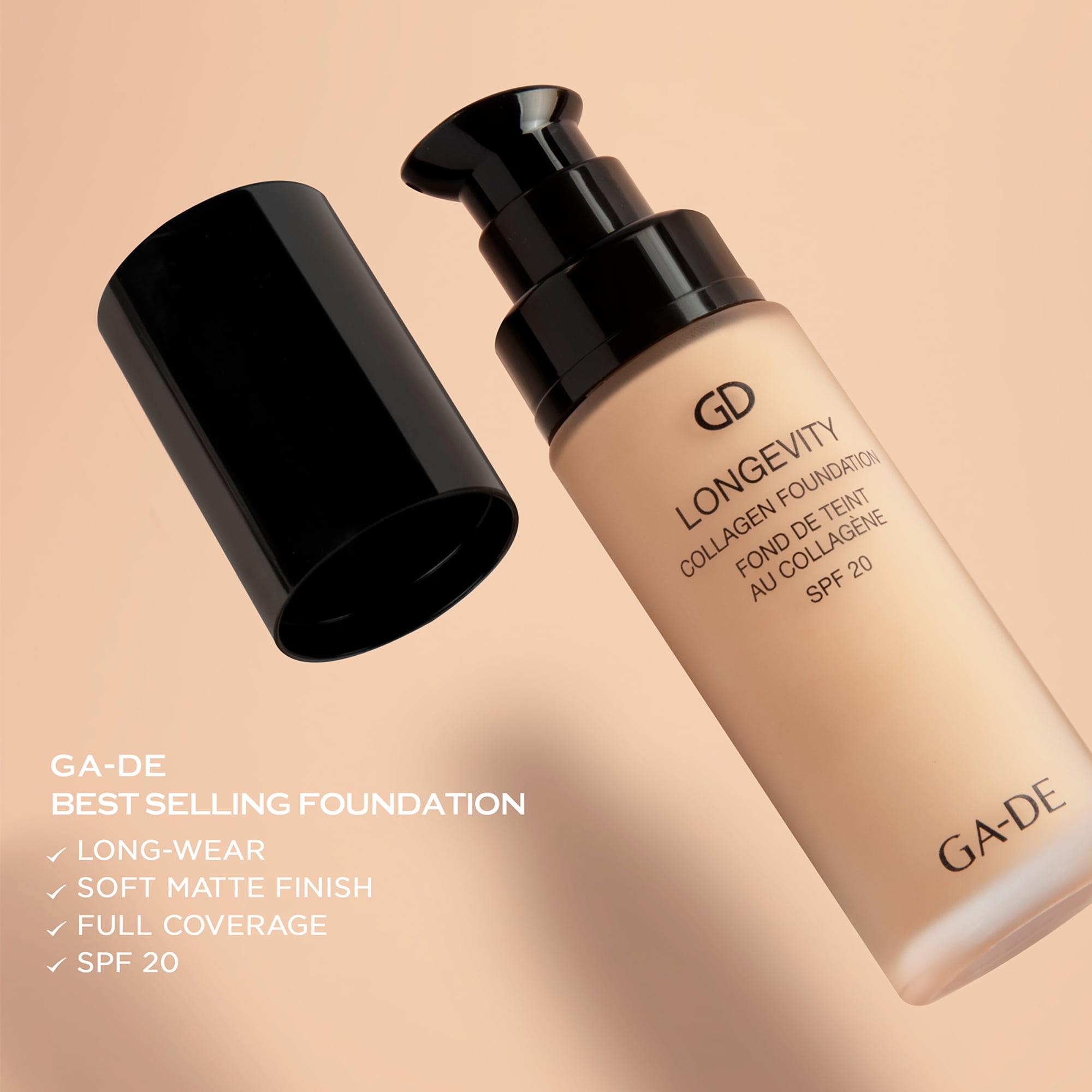 GA-DE Longevity Collagen Foundation 501, Liquid Foundation Makeup, 1 oz
