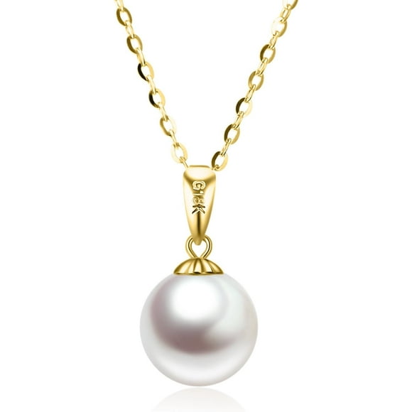 HAHDAXIA 14K Gold Pearl Necklaces for Women with 18k Gold Pendant (Freshwater Cultured Pearl), Real Gold Present for Her, Jewelry Gifts for Mother Wife Girlfriend, 16"-18"