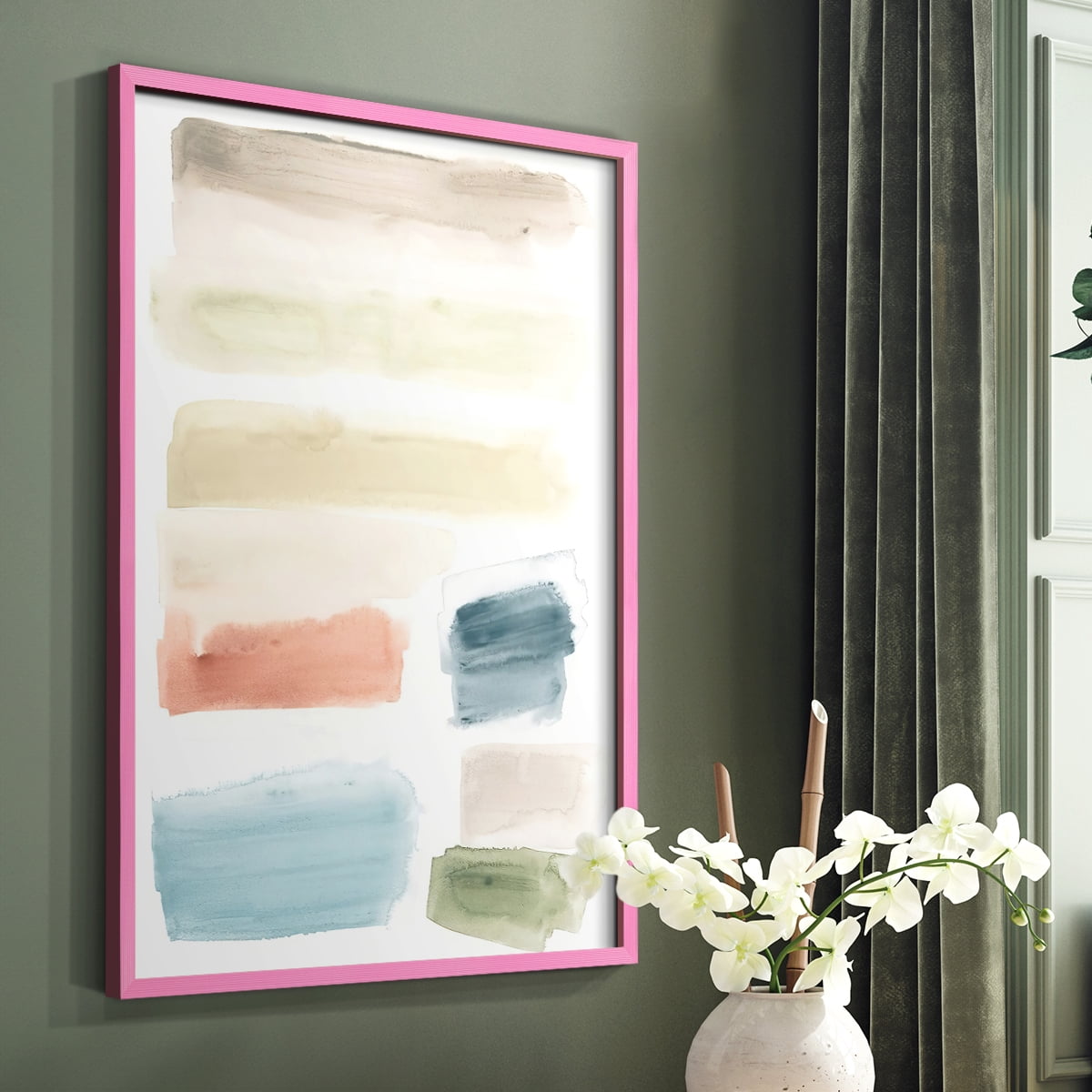 Watercolor Swatches II Framed Print in Pink Solid Wood 8 x 10 Framed Print