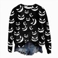 thumbnail image 5 of Towmus Women's Halloween Shirts Casual Long Sleeve Funny Face Pumpkin Shirts, 5 of 7