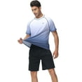 thumbnail image 6 of Pdbokew Swim Shirts Short Sleeve for Men Quick Dry Running UPF50+ Sun Protection Rash Guard Top White Gradient Navy XL, 6 of 7