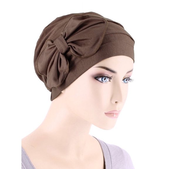Bamboo Pleated Bow Cap Cedar Brown