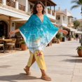 thumbnail image 4 of Xixirimido Starfish Shell Sea Beach Print Women Kaftan Dresses Plus Size Swimsuit Coverup Batwing Sleeve Summer Bathing Suit Caftan Loungewear Beach Cover Up, 4 of 7