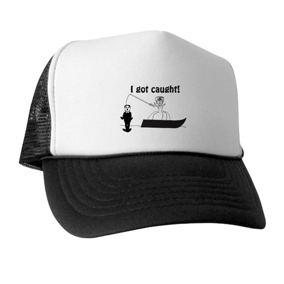 CafePress - I Got Caught Groom Fishing - Adjustable Unisex Printed Trucker Hat with Mesh Back