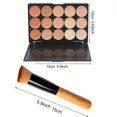 thumbnail image 4 of 2pcs Set: 15-Shade Concealer Palette with Brush - Waterproof, Sweatproof, Full Coverage for Acne & Tattoos, Moisturizing Long-Lasting Face Makeup, 4 of 5