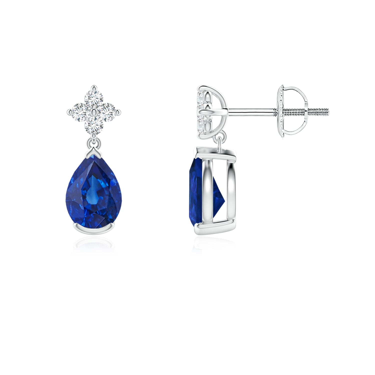 2CT Pear & Heart Cut Sapphire Diamond Drop Dangle Earrings 14k White Gold Over
