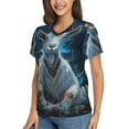 thumbnail image 2 of Xecao Forest Meditating Goat for Women's V-Neck T-Shirts-Elegant Half-Sleeve Tops Perfect for Summer-Small, 2 of 5