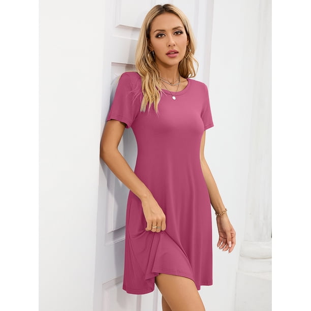 Chiclily Women's Summer Dresses Casual T Shirt Dresses Mauve Small Short  Sleeve Flowy Beach Sundress with Pockets - Walmart Business Supplies