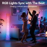 SUNMORY 61 RGBIC LED Floor Lamp, 1800 LM Color Changing Lighting Modern Tall Lamp with Music Sync & 16 Millio Colors, Standing Lamp With Remote & APP Control for Living Room, Bedroom, Gaming, Party