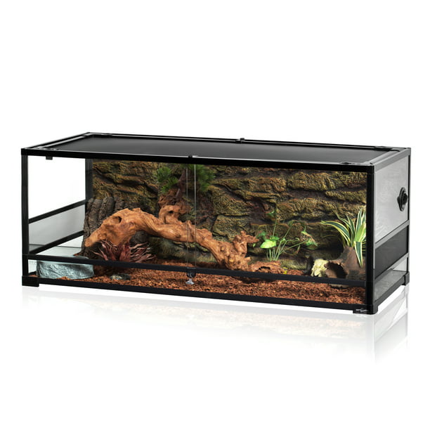 REPTIZOO Reptile Glass Terrarium, Sliding Doors with Screen Ventilation ...