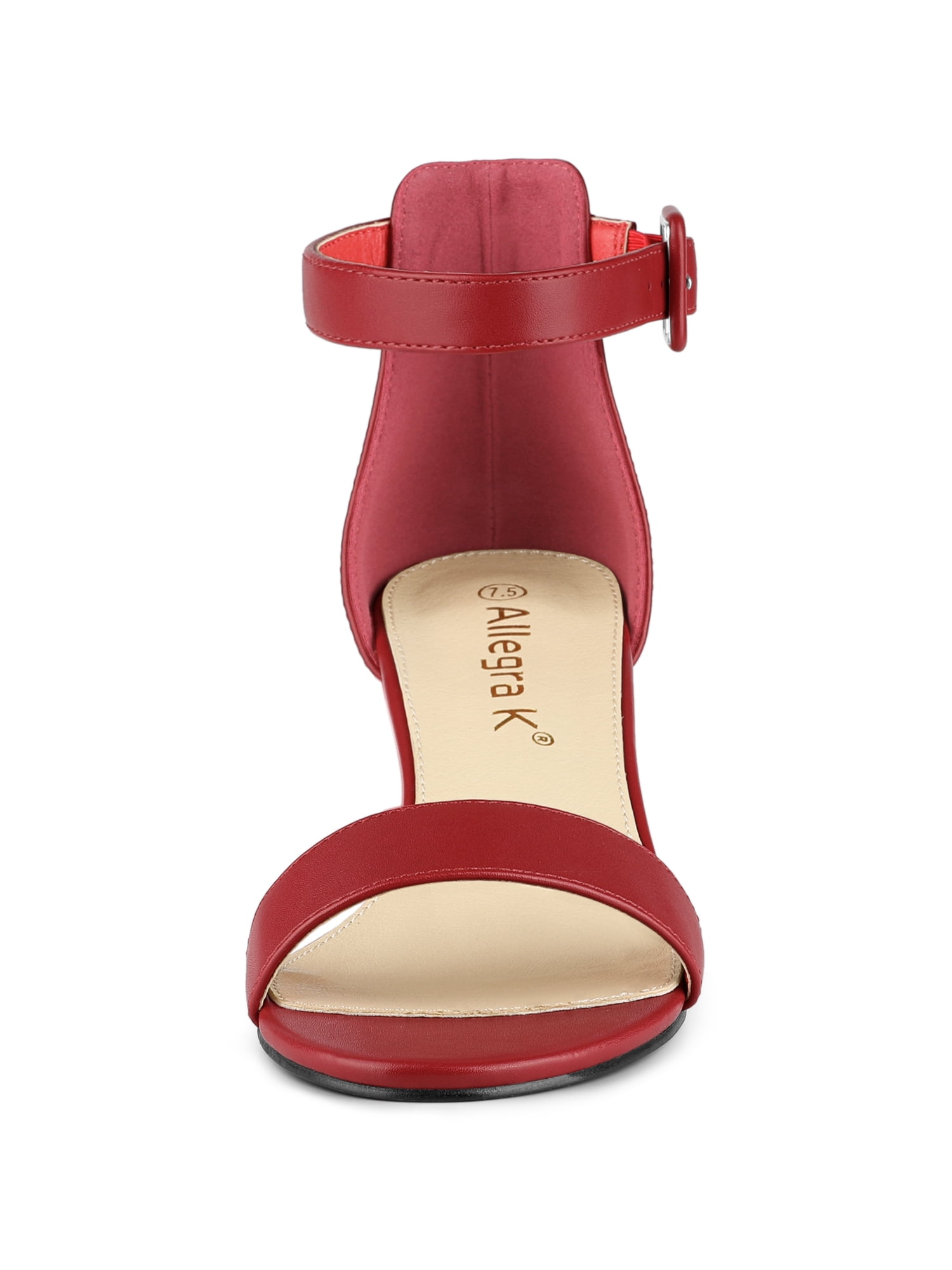 DARING DIVA Women's Ankle Strap Low Block Heel Sandals 8 Red