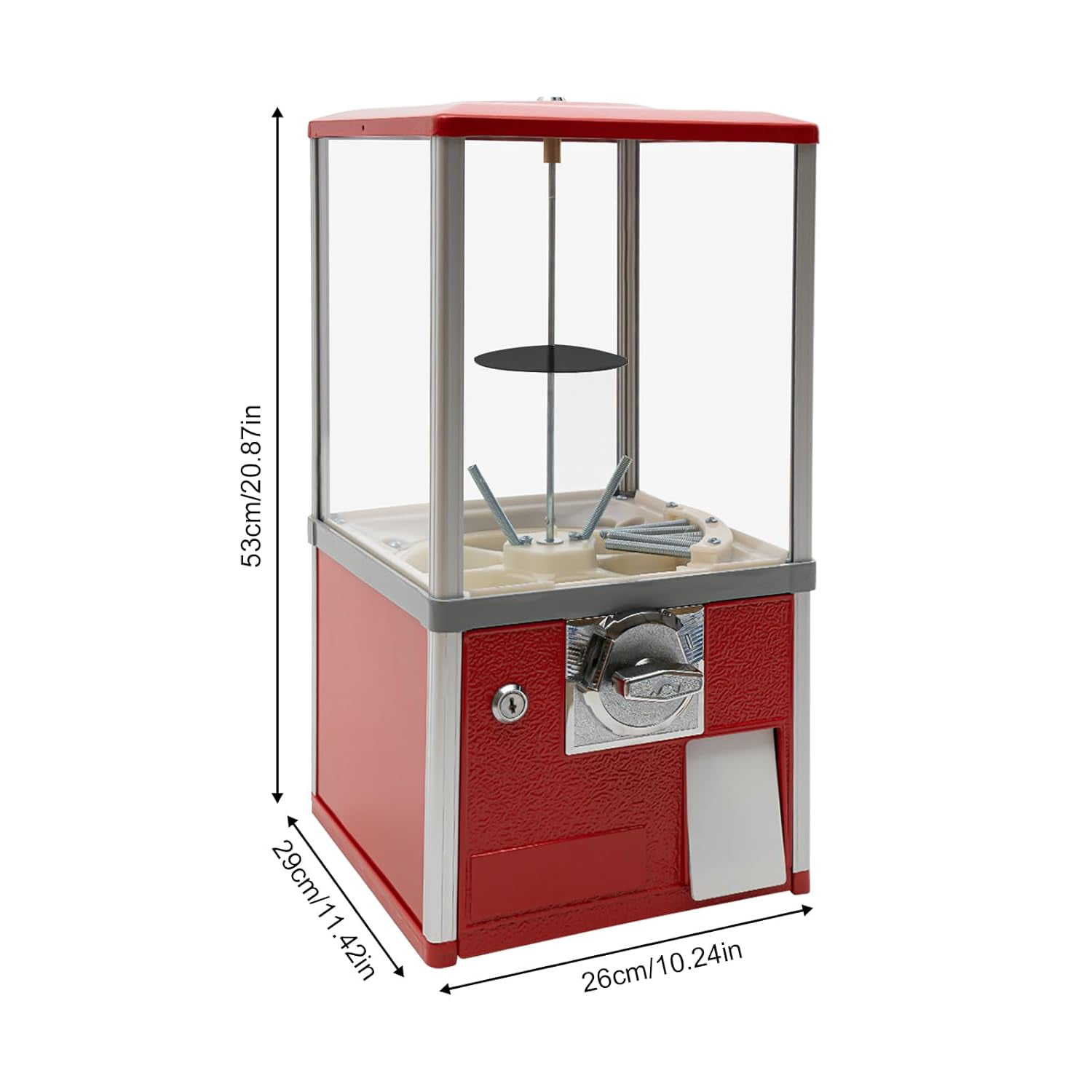 25 Cents Coin Operated Vending Machine, Toy Capsule Vending Machine, Commercial Gumball Machine, 200 Capacity for 1.8"-2" Gashapon, Twister Balls, Capsule Toys, Gumball, Bouncy Balls