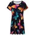 thumbnail image 3 of Butterfly Night Light Dress Summer Street Style Dresses Female Short Sleeve Printed Sundress, 3 of 7