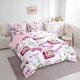 thumbnail image 3 of jejeloiu Cute Console Gamepad 7 Pieces Bedding Comforter Set,Gamer Gaming Full Bedding Set,Pink White Fitted Sheet Flat Sheet For Girls Boys,Super Cozy Room Decor Reversible, 3 of 8