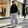 thumbnail image 7 of Men's Baggy Sweatpants Wide Leg Lounge Cotton Casual Jogging Pants With Pockets | High Waist Drawstring,Open Bottom,Workout Athletic Outfits Gray XL, 7 of 7