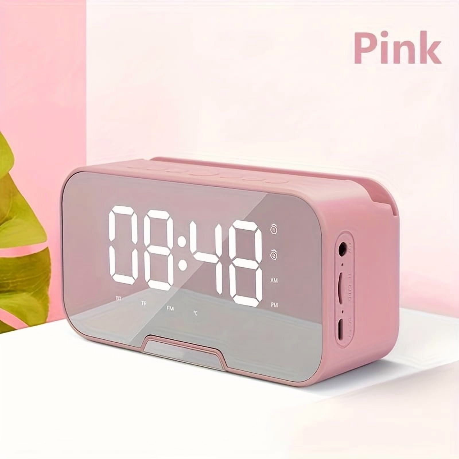 Compact Portable Wireless Smart Speaker with FM Radio, LED LCD Mirror, Alarm Clock, Great for Gifting