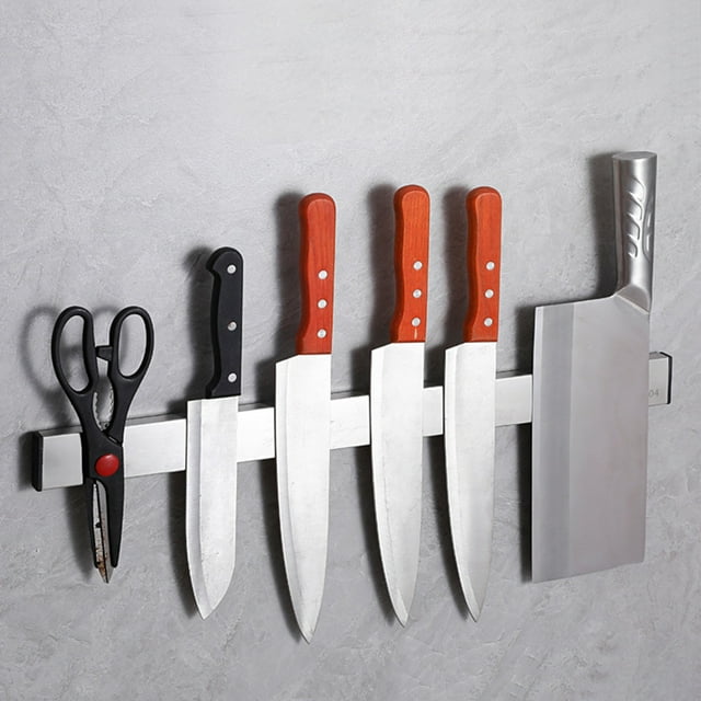12 Inch Magnetic Knife Strip, Stainless Steel Wall Mounted Kitchen Knives Bar,Space-Saving Powerful No Drilling Magnetic Knife Rack for Home Kitchen Utensil Holder & Tool Holder