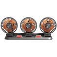 thumbnail image 1 of 3-Head 24V Car Cooling Fan with 16W Powerful Airflow, 360° Adjustable Rotation, 2-Speed Settings, Low Noise Operation, Hidden Aromatherapy Box & Parking Number Plate - Black ABS Material, 130cm Power, 1 of 6
