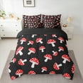 thumbnail image 3 of Manfei Mushroom 7 Pieces Bedding Comforter Set,Rustic Flower Floral Full Bedding Set,Red Black Fitted Sheet Flat Sheet For Girl Kids,Super Cozy Room Decor Reversible, 3 of 9