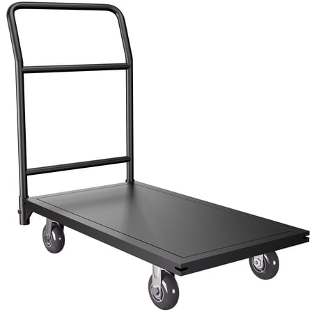 HOHYN Heavy-Duty Utility Push Carts, 2000 lbs Load Rating Steel Flatbed Cart, 47" Length x 24" Width x 32" Height Flat Dolly, Hand Trucks with 5" Nylon Casters, Platform Truck for Luggage Moving