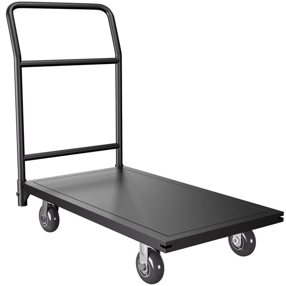 HOHYN Heavy-Duty Utility Push Carts, 2000 lbs Load Rating Steel Flatbed Cart, 47" Length x 24" Width x 32" Height Flat Dolly, Hand Trucks with 5" Nylon Casters, Platform Truck for Luggage Moving