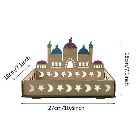

DIY Wooden Ramadan Tray Ornament Ramadan Dining Table Tray Desktop Fruit Food Tray DIY Ornament