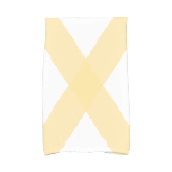 Simply Daisy, 16 x 25 Inch, X Marks the Spot, Geometric Print Kitchen Towel, Yellow