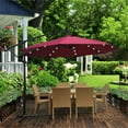 thumbnail image 2 of 10 ft Outdoor Patio Umbrella, Solar Powered LED Lighted Sun Shade Market Waterproof 8 Ribs Umbrella with Crank and Cross Base, for Garden, Backyard, Pool Shade, Outside Deck, Swimming Pool, Burgundy, 2 of 7