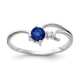 thumbnail image 1 of Solid 14k White Gold 4mm Sapphire Blue September Gemstone VS Diamond Engagement Ring Size 8 (.01 cttw.), 1 of 2