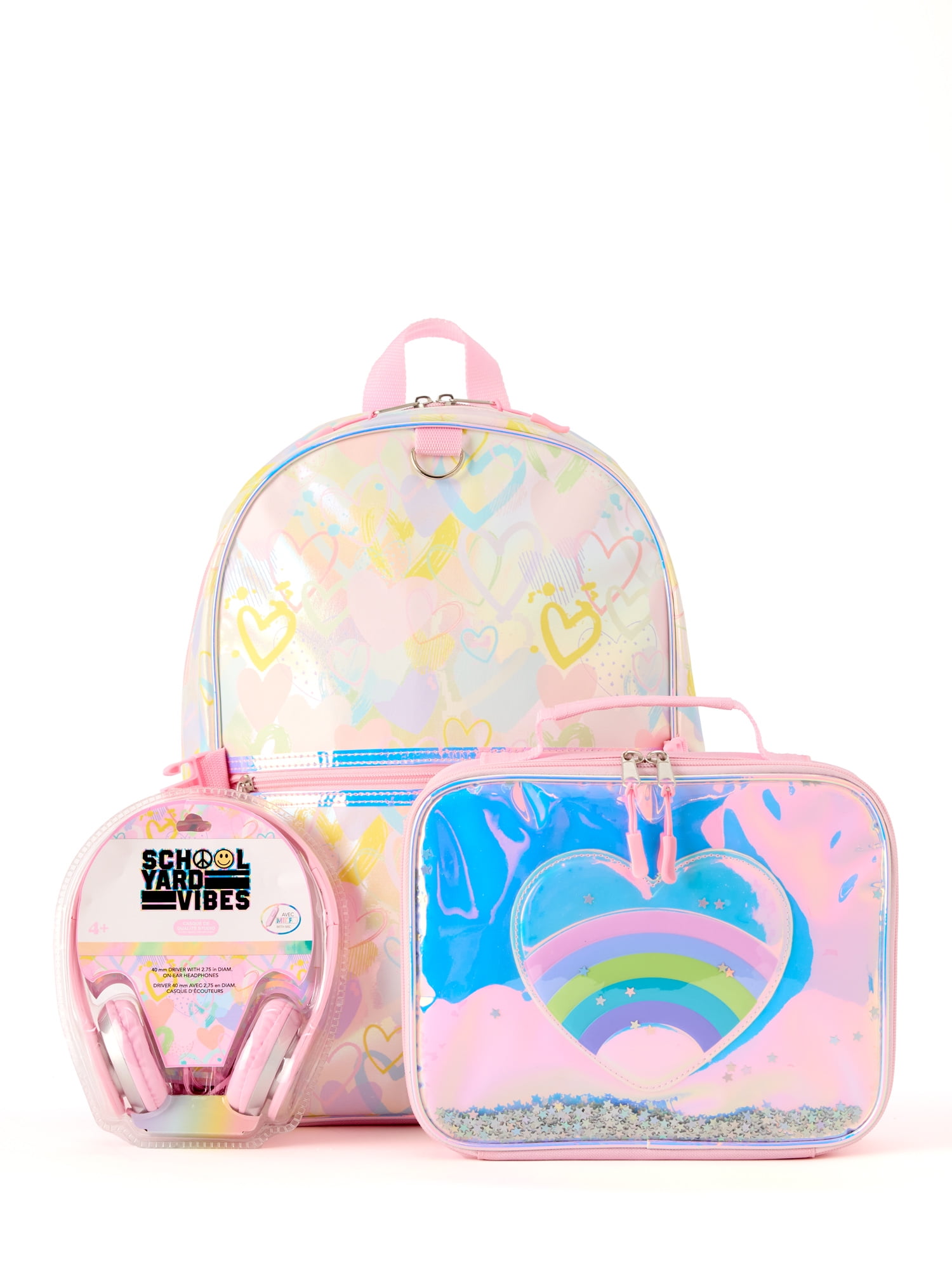Rainbow Hearts School Yard Vibes Backpack Set, Rainbow Hearts School Yard Vibes Backpack Set