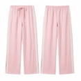 thumbnail image 3 of Guluxicc Sweat Pants for Women Drawstring Elastic Waist Lace Texture Wide Leg Athletic Trousers for Gym Workout Everyday Fall Winter, 3 of 8