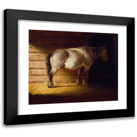 George Caleb Bingham 14x12 Black Modern Framed Museum Art Print Titled - Old Field Horse (1856)