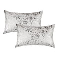 thumbnail image 4 of Natural Torino Cowhide Pillow 2-Piece Black Silver 18x18 Soft Indian Leather, 4 of 5