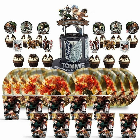 Attack On Titan Birthday Cups Party Supplies Plates Decorations Cake Topper Decor