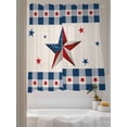 thumbnail image 3 of Sheer Curtains 63 inches Long, 4th of July Patriot Red Texas Stars Blue Plaid Light Filtering Sheer Window Curtains Rod Pocket Voile Drapes for Bedroom Living Room, 52"W x 63"L 2 Panels, 3 of 7