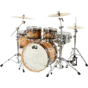 DW SSC Collector's Series 4-Piece Exotic Maple Shell Pack With 22 Bass Drum and Chrome Hardware Quick Candy Burst Mappa Burl