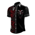 thumbnail image 1 of Chemise à Manches Courtes pour Homme à Imprimé de Squelette d'Halloween, Boutonnée, Décontractée et Stylée, Haut de Fête Gothique, Mode, Coupe Confortable, 1 of 3