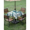 thumbnail image 4 of Outdoor Tablecloth with Umbrella Hole for Patio/Picnic/Party/Camping, Teal Coastal Waterproof Table Cloth Square Cover Washable, Modern Oil Painting Starfish Coral Shell (54"x 54"), 4 of 9