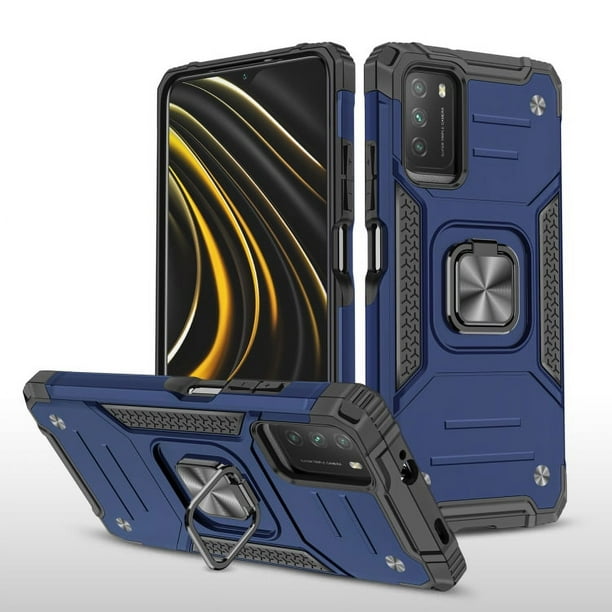 Funda de teléfono para Poco M3 de Uso Rudo Shock color + Mica de Cristal