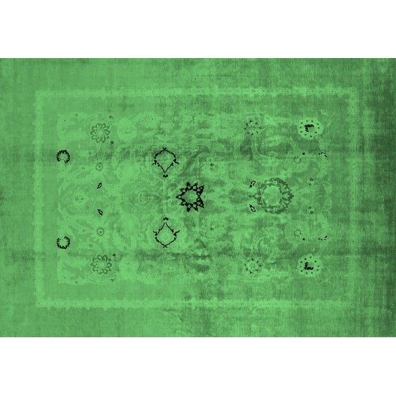 Ahgly Company Indoor Rectangle Oriental Emerald Green Industrial Area Rugs, 4' x 6'