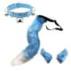 thumbnail image 5 of Conjunto de orejas y cola falsas para cosplay, tocado de cuero sintético para el cuello Azul, 5 of 9