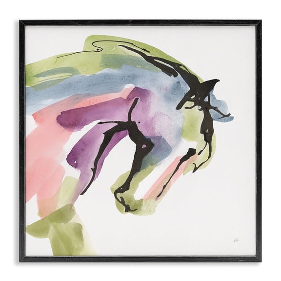 Stupell Industries Modern Brushstroke Horse in Motion Black Framed Giclee Art, 12 x 12, by Chris Paschke