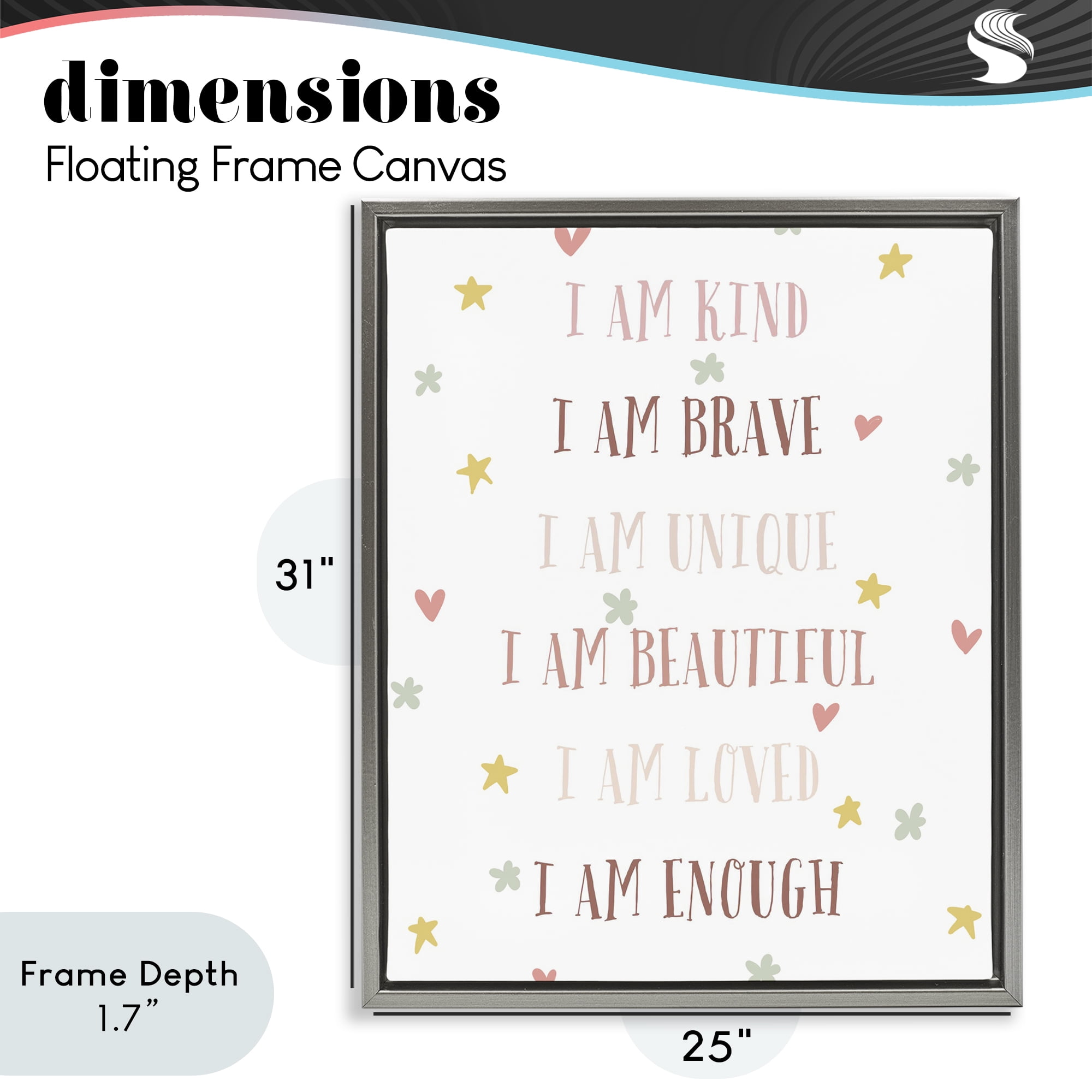 Stupell Industries I am Empowerment Quotes Gray Framed Floater Canvas Wall Art, design by Katie Griggs