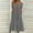 Grey, variant on Oplxuo Women's Summer Eyelet Midi Dress Casual Loose Crewneck Short Sleeve A-Line Swing Knee Lenght Dresses with Pockets